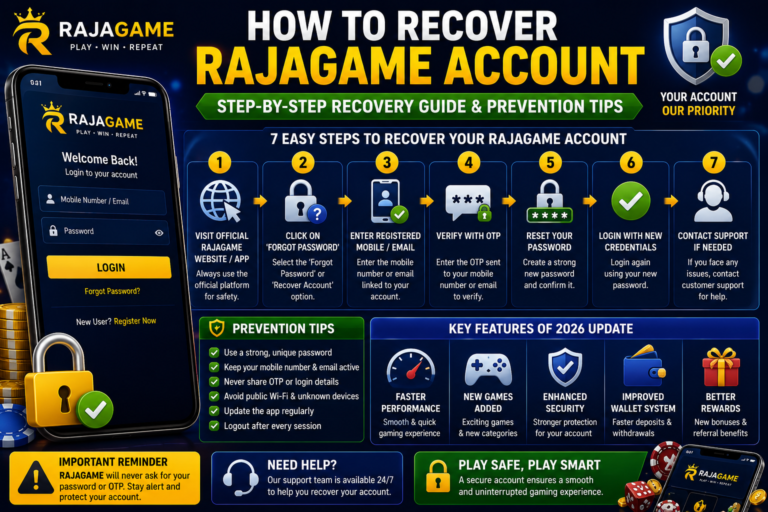 How to recover Rajagame account with password reset and OTP verification